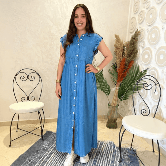 Sleeveless Buttoned Denim Dress